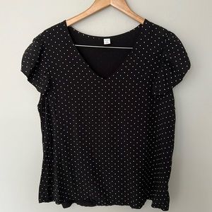 Old Navy Black Blouse with White Dots Blouse